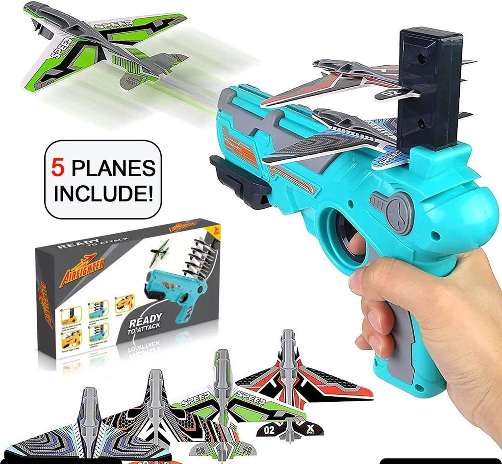 4710 Airplane Launcher Gun Toy With Foam Glider Planes Outdoor Games For Children Best Aeroplane Toys For Kids Air Battle Gun Toys  ( 5 Plane Include )