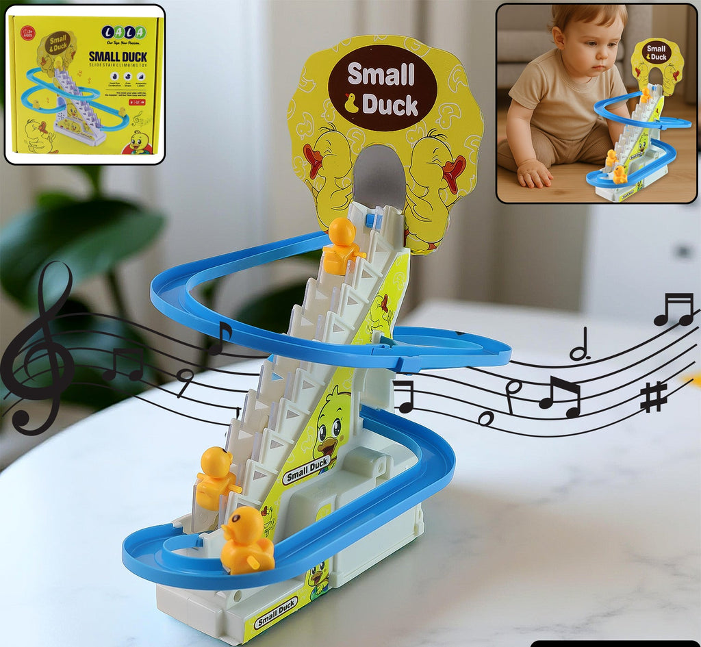 Lala Small Duck Climb Stairs Toy Roller Coaster With Flashing Lights  Music (3 Ducks)