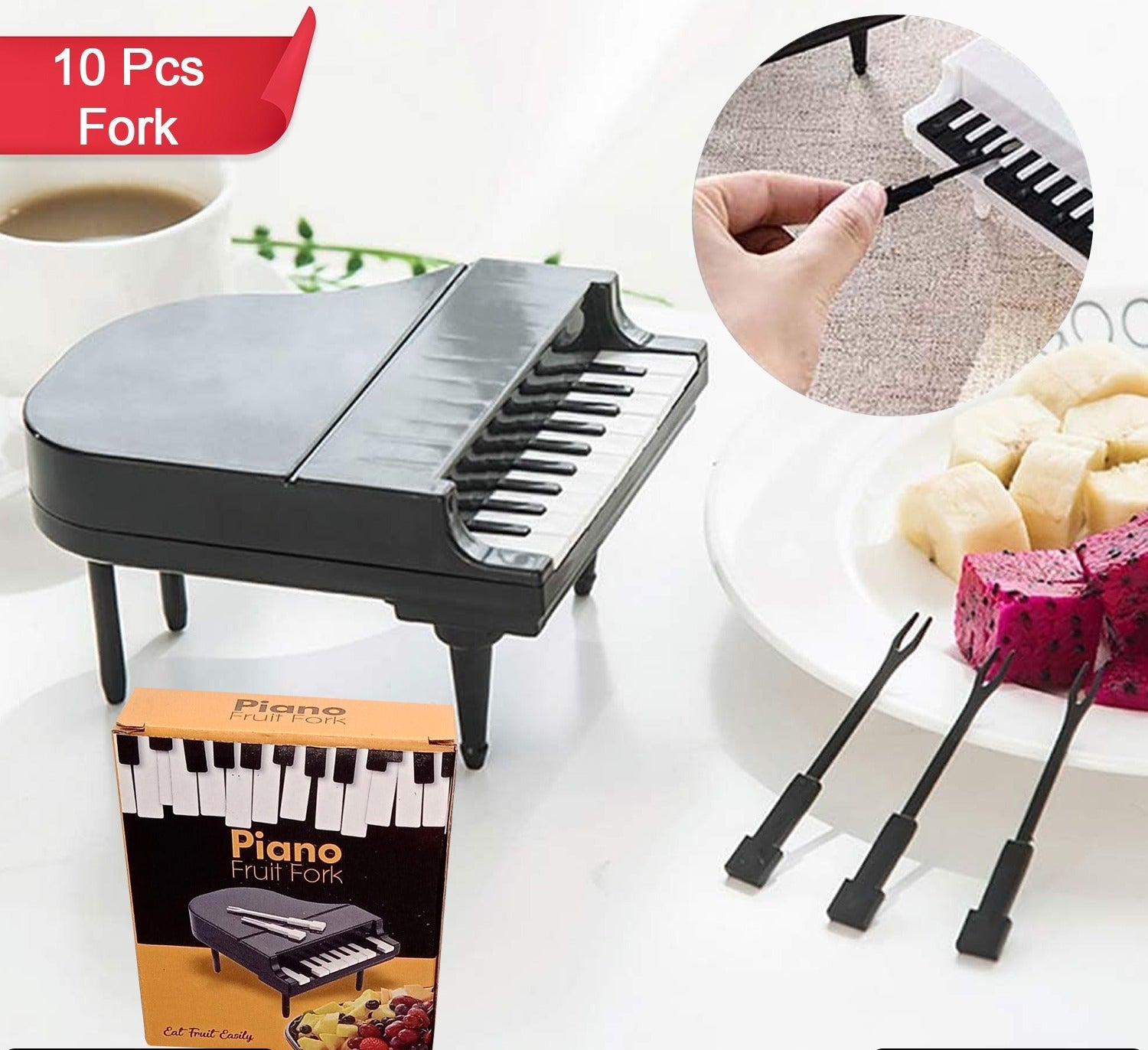 5538 10pcslot Creative Piano Fruit Forks Set Food Sticks For Dessert Fruit Snack Picking Kitchen Dining Tools (10 Pc Set)