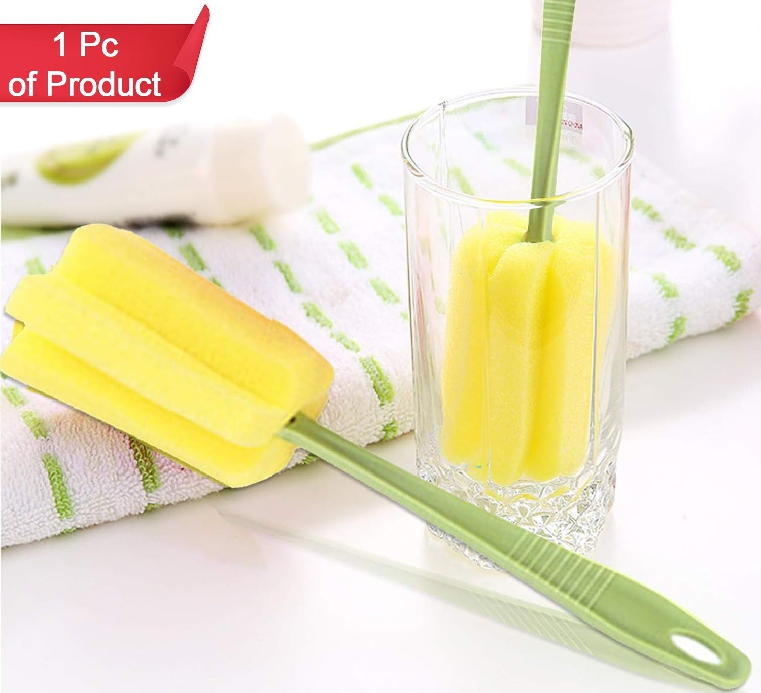 7443 Sponge Cup Washing Brush Washing Cup Milk Bottle Cleaning Brush Kitchen Brush Water Cup Tea Cup Brush Sponge Head Household Kitchen Cleaning Tool (20cm)