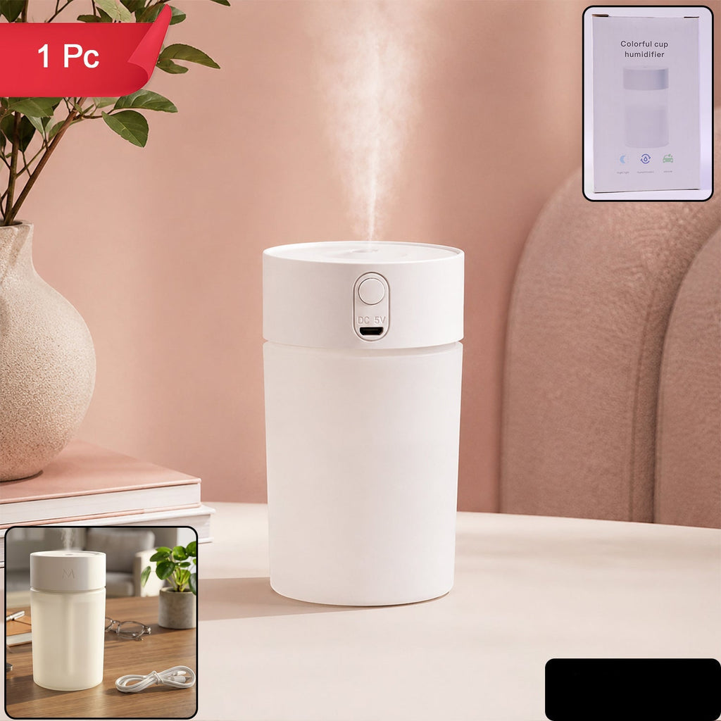 Mini Portable Usb Humidifier Cool Mist Desktop Air Diffuser With Light (1 Pc)
