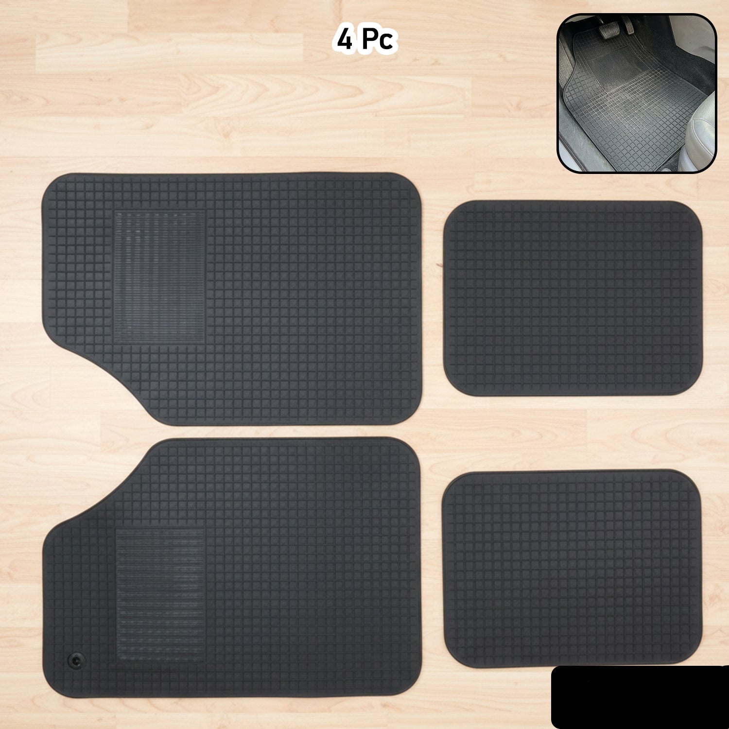 Universal Heavy Duty Car Floor Mat Set (4 Pc Set)