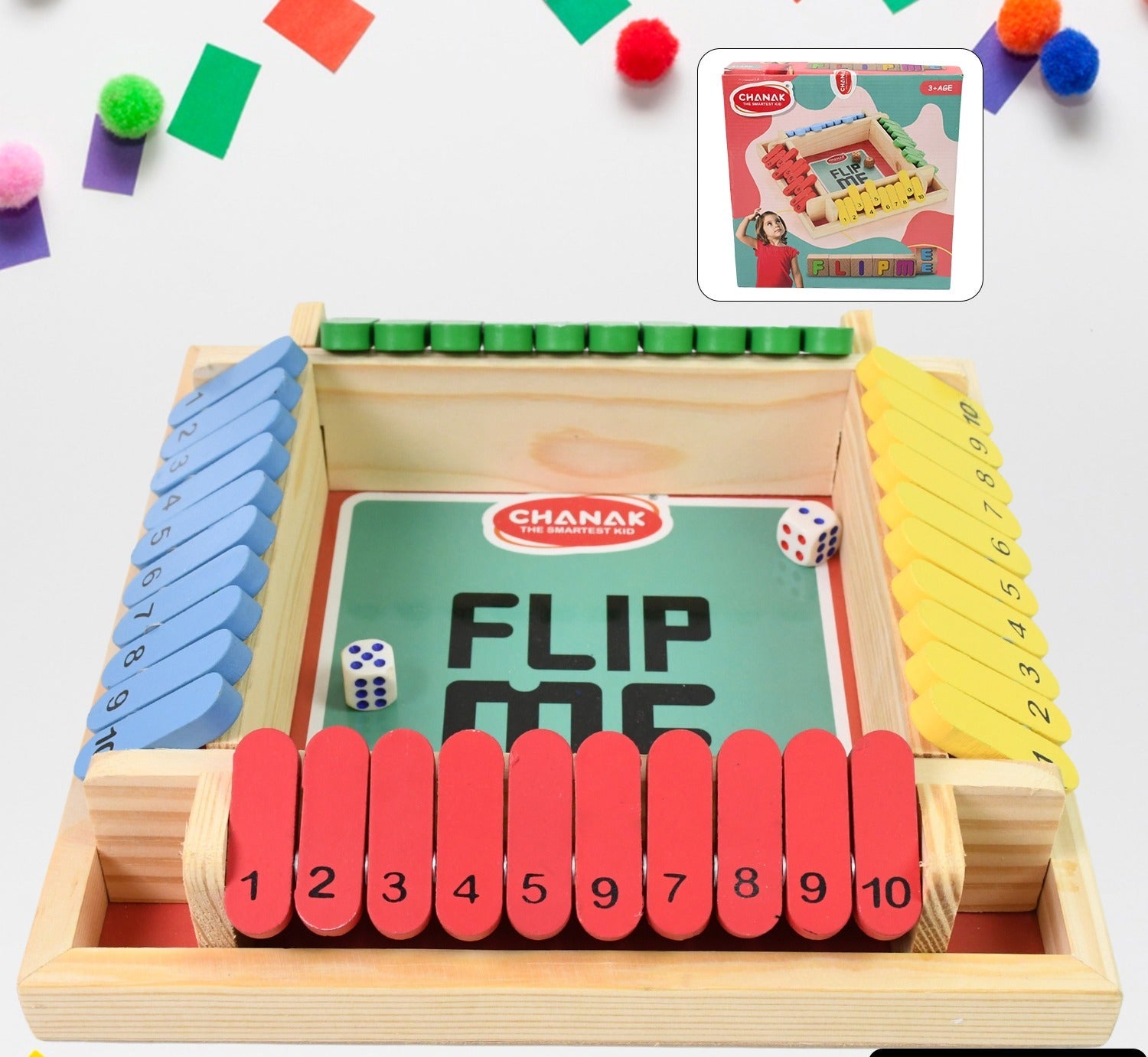 Shut The Box Dice Game Classic Flip Me Multiplayer Game (1 Set)