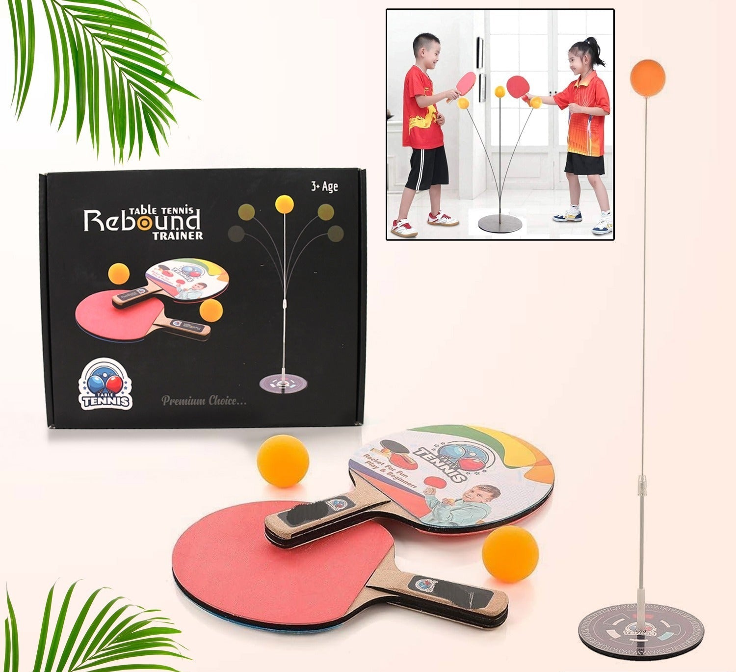 Portable Wiff Waff Rebound Table Tennis Trainer Set (1 Set)