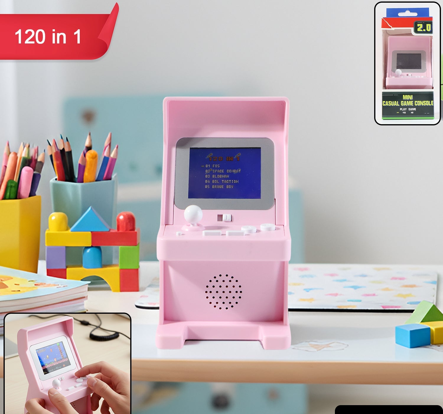 Mini Retro Arcade Gaming Console With 120 Built-in Classic Games