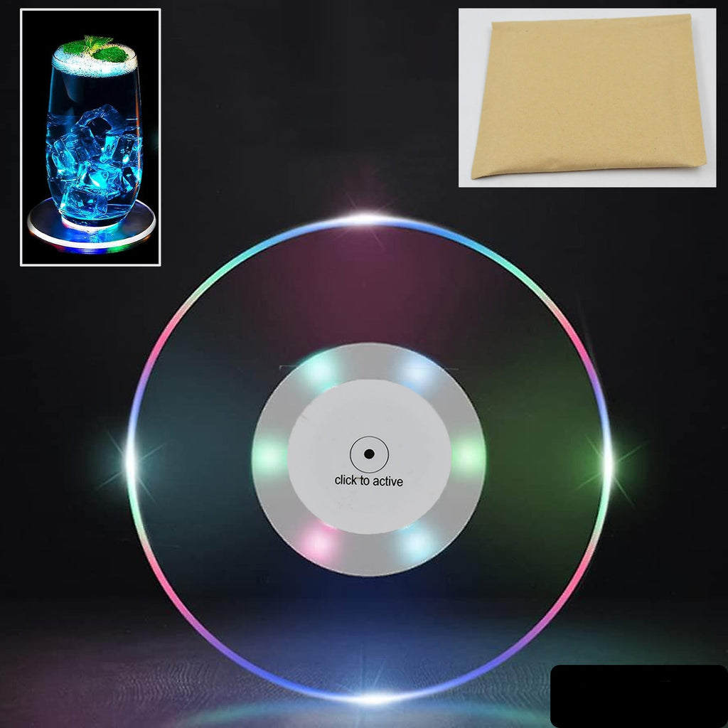 Colorful Led Cocktail Coaster Round Ultra-thin Led Drink Coaster (1 Pc)