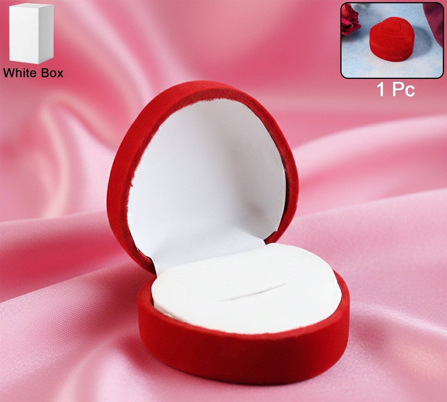 Premium Heart-shaped Velvet Jewellery Ring Box (1 Pc)